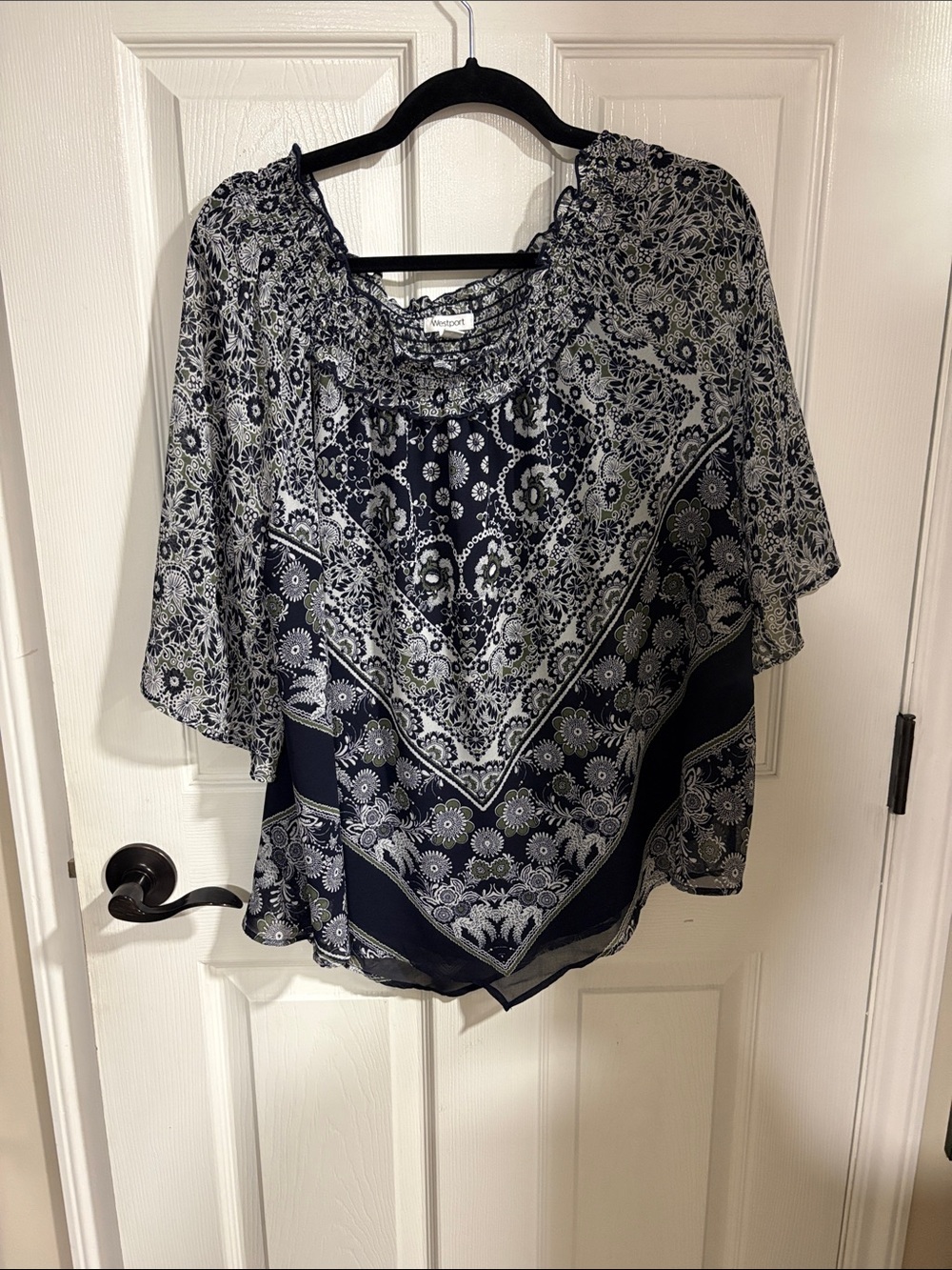 Westport Navy and White Paisley Bandana Blouse